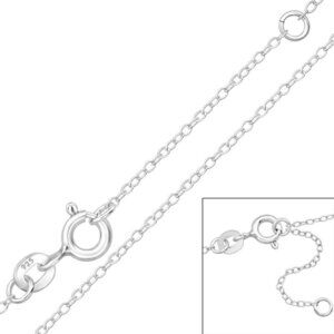 Sterling Silver Adjustable Cable Chain 18 Inches
